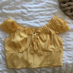 NEW-yellow off the shoulder crop top